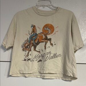 MORGAN WALLEN WOMENS CROPPED WESTERN T SHIRT CREAM MEDIUM